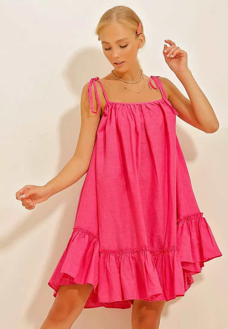 Flounce Terry Cotton Dress