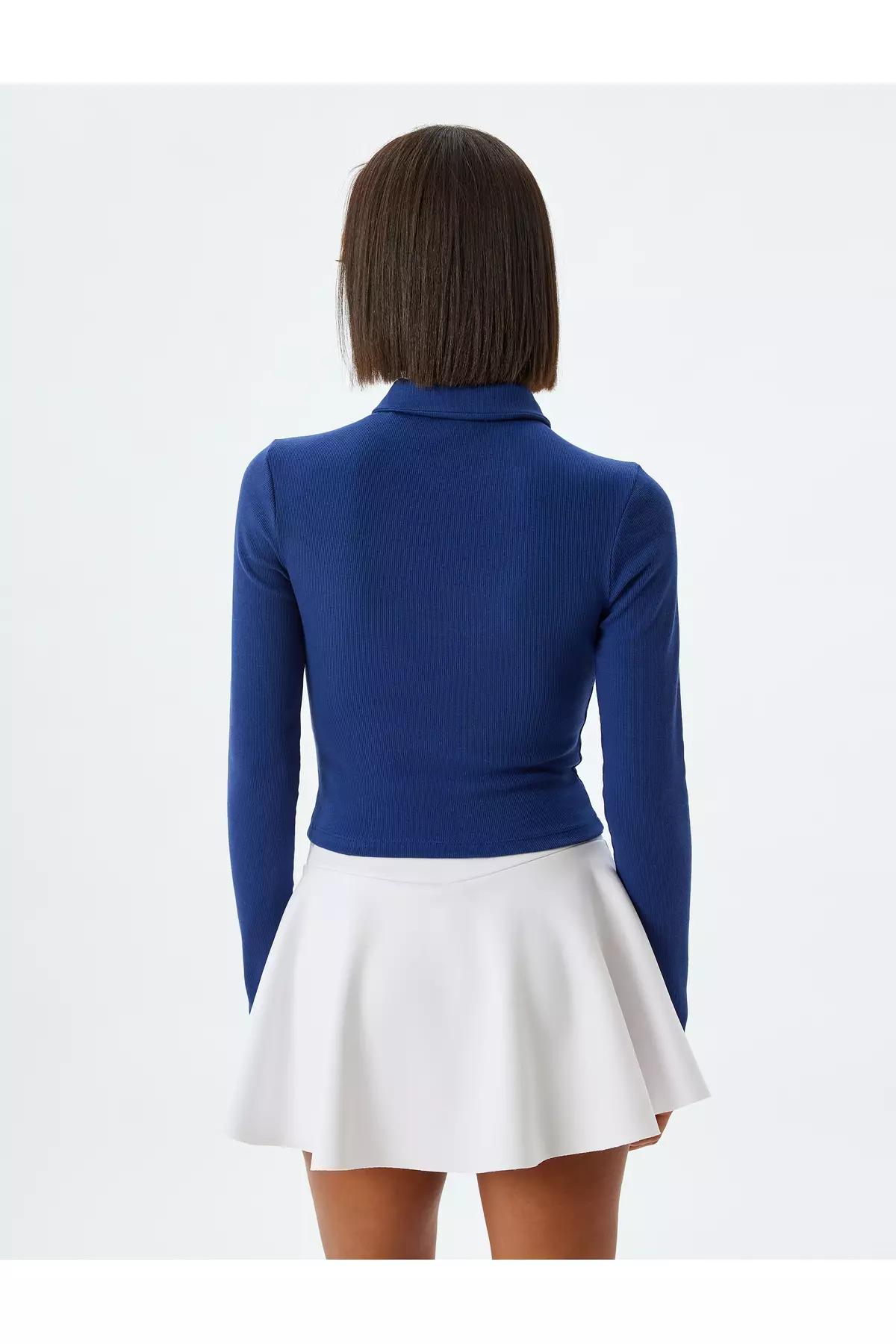 Polo Collar T-Shirt Camisole Long Sleeve Buttoned College Embroidered Slim Fit