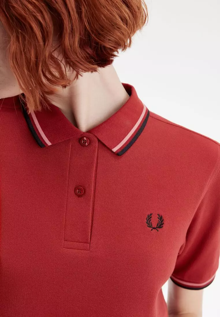 Fred Perry G3600 Twin Tipped Fred Perry Shirt (Burnt Red / Putty Pink / Black)
