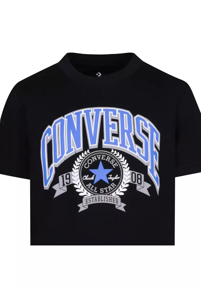 Converse t shirt kids black sales