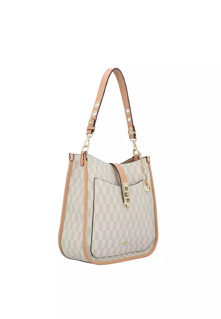 LoveGrid Flap 2-Way Shoulder Bag  - Medium Beige