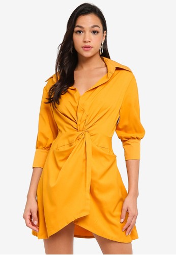 Jual Boohoo Twisted Front Shirt Dress Original Zalora Indonesia