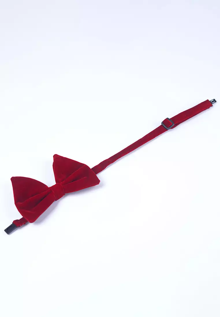 Dasi kupu kupu Oversize bowtie wedding bahan suede / beludru marun