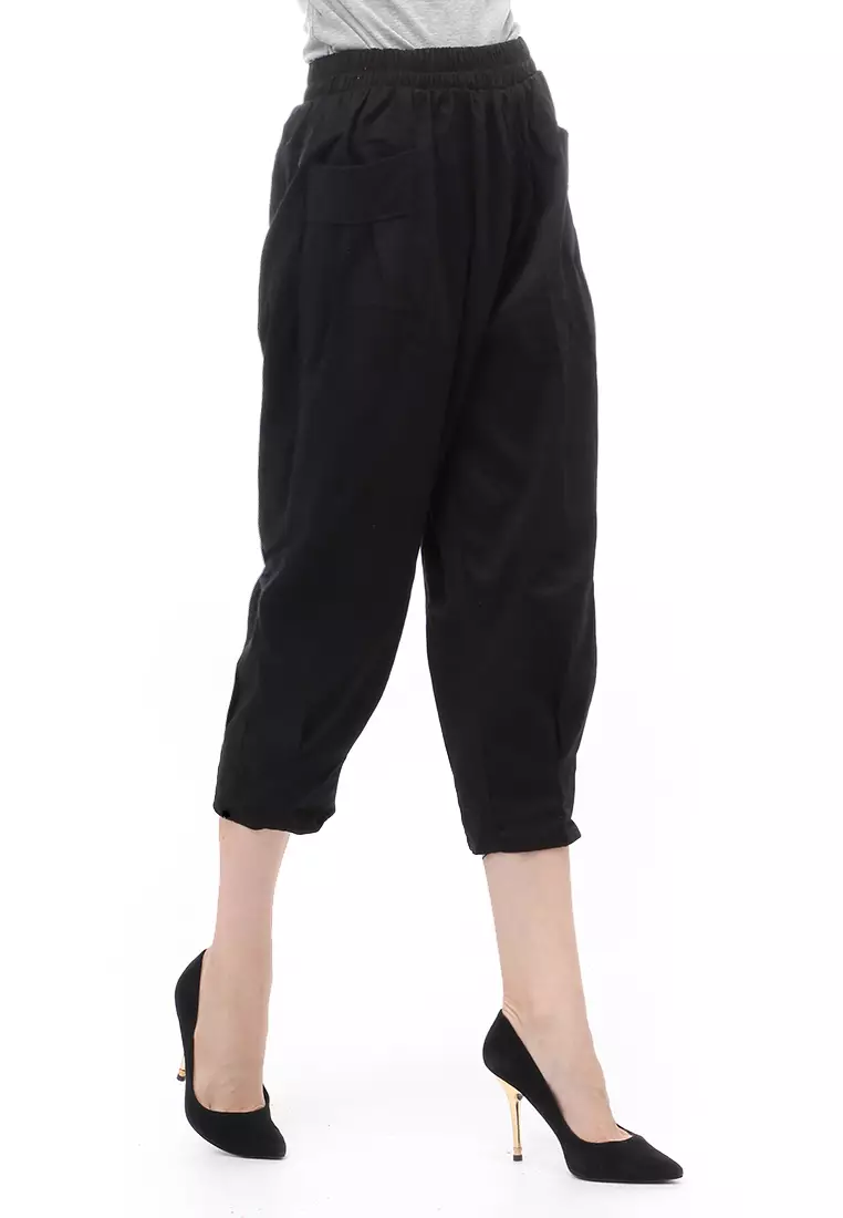 Radcliff Celana Panjang Ruberry Waist Bawahan Wanita Model Jogger Casual - Black