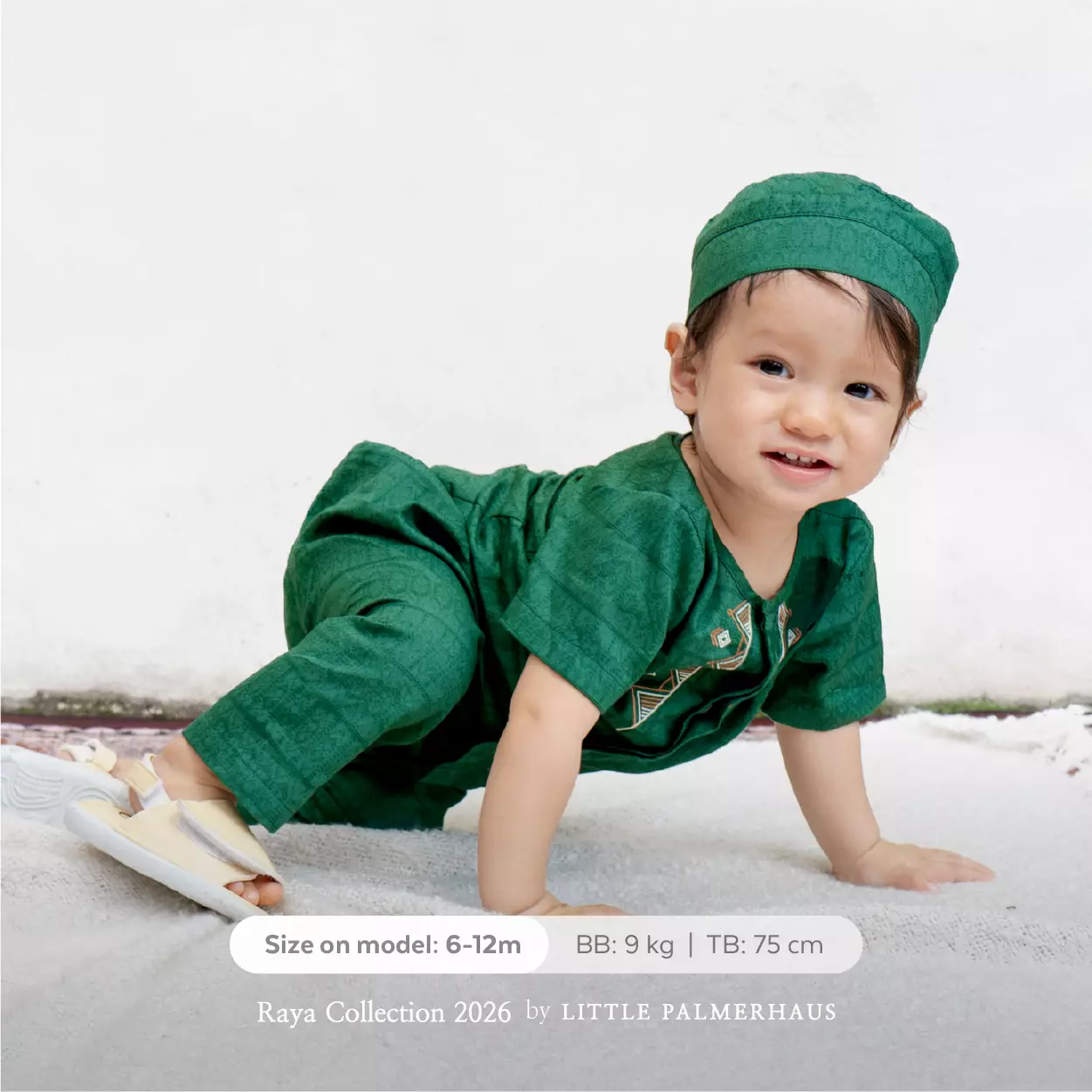 Little Palmerhaus - Baju Lebaran 2026 - Rihla Baby Boy Set + Peci (Setelan Baju Koko Bayi Laki-laki dan Peci) Blue