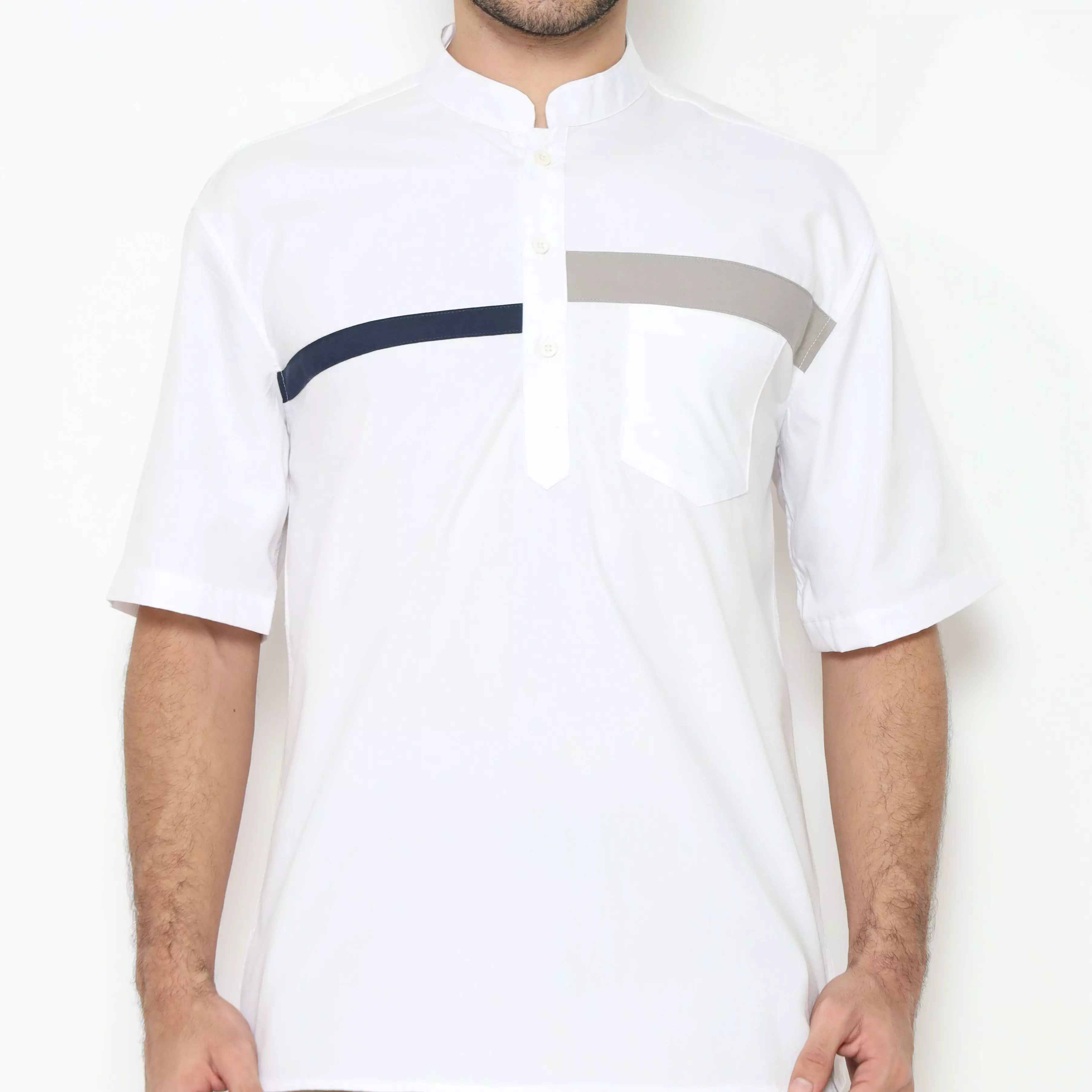 AMK Kemeja Koko Pria Lengan Pendek KK BB 005 S/s Cap 6 White