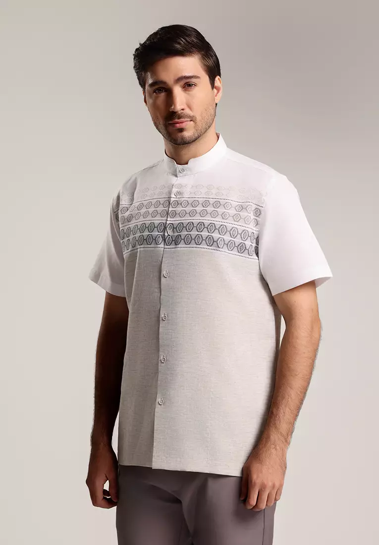 MOC Kemeja Koko Lengan Pendek Pria Nassir - Olive