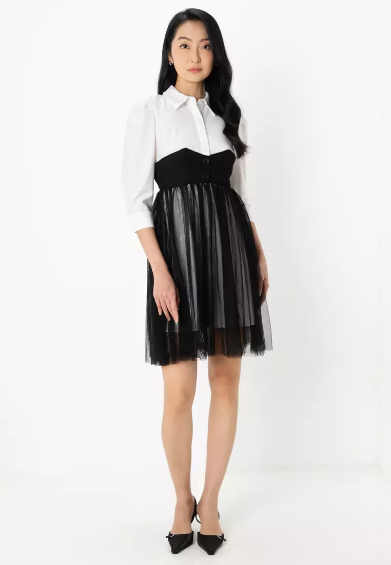 white lace v neck dress White Eyelet V-Neck Mini Dress Medium