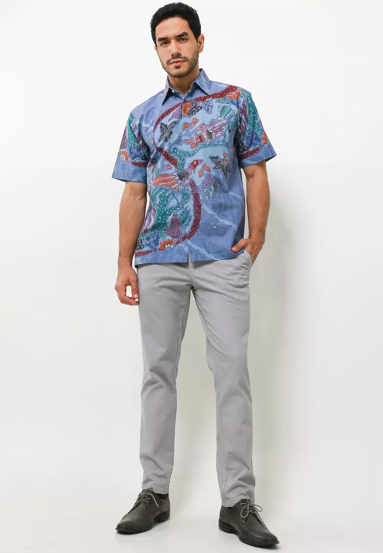 Wagindra Kemeja Batik Tulis Premium Pria Casual Modern Lengan Pendek