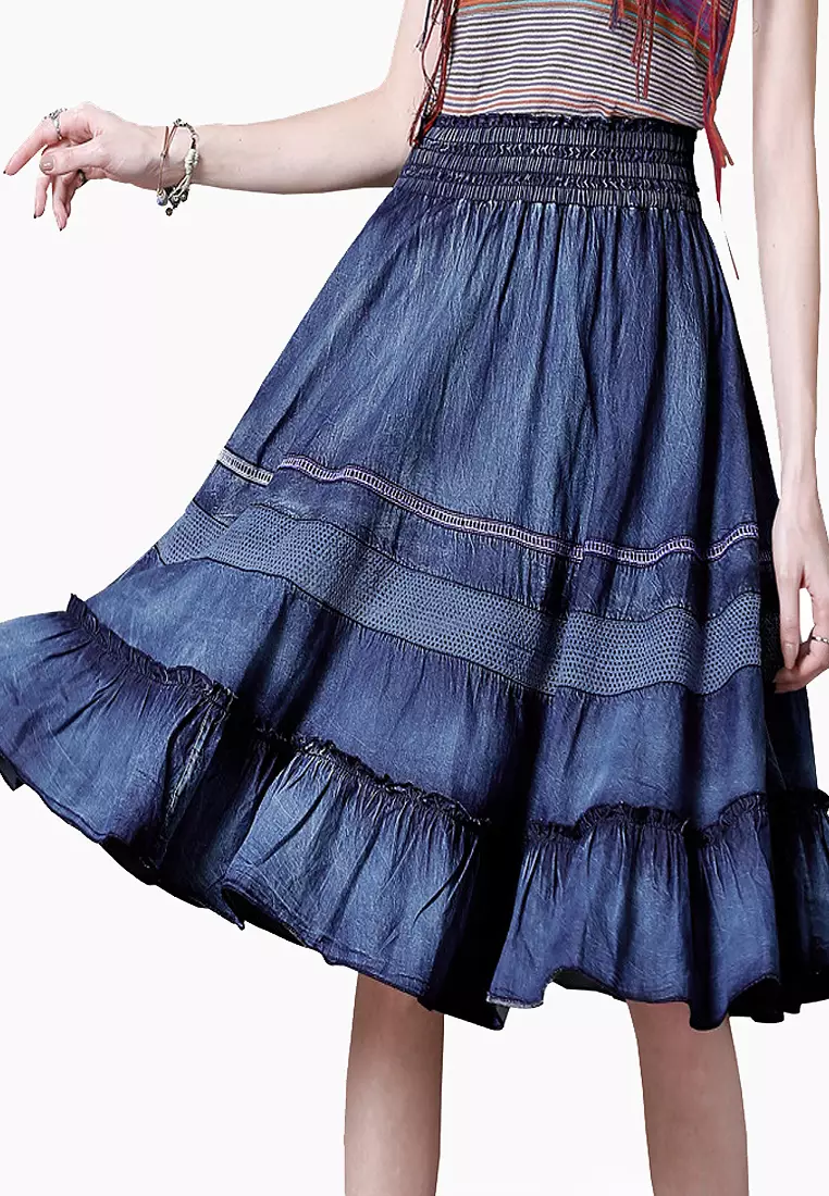 Buy Twenty Eight Shoes VANSA Ruffle Stitching Short Denim Skirt VCW ...