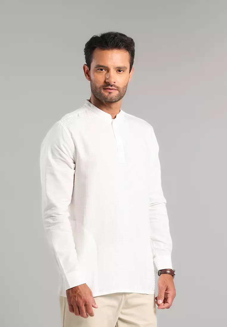 MOC Kemeja Shanghai Lengan Panjang Pria Alif - White