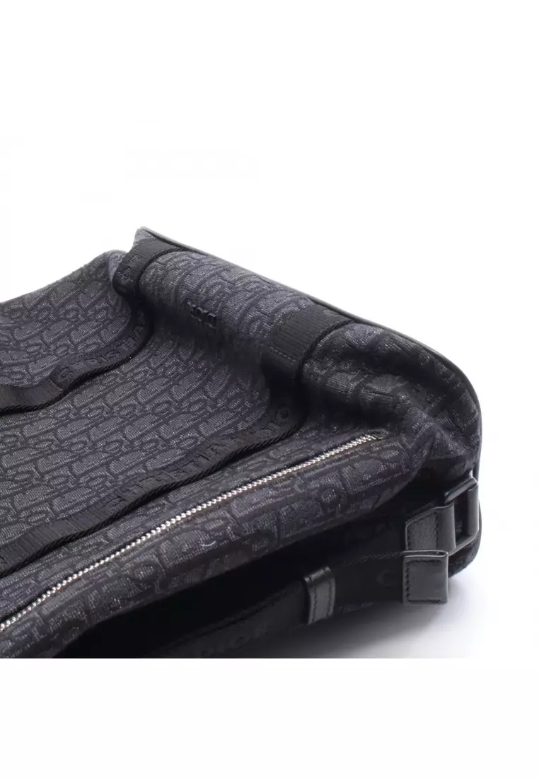 Pre-Loved Christian Dior safari oblique Backpack rucksack canvas leather black