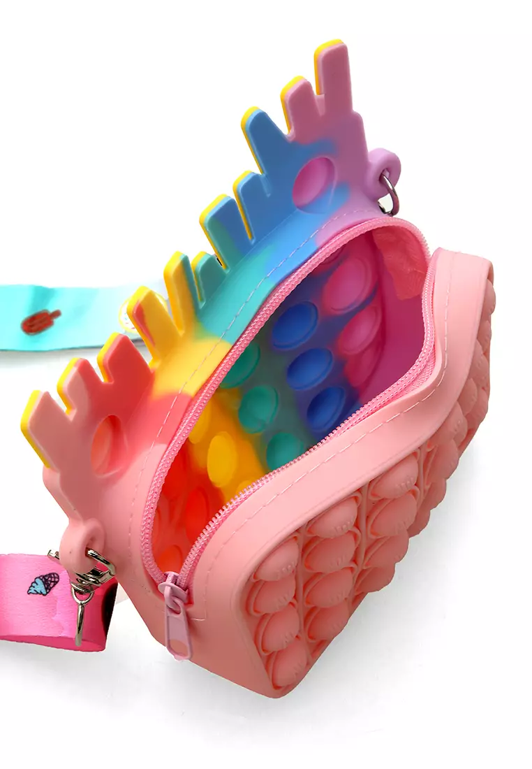 Shane Tas Selempang Anak Wanita Sling Bag Pop It Desain Kentang Makaron 2 Material Silicone ORIGINAL - Multicolor