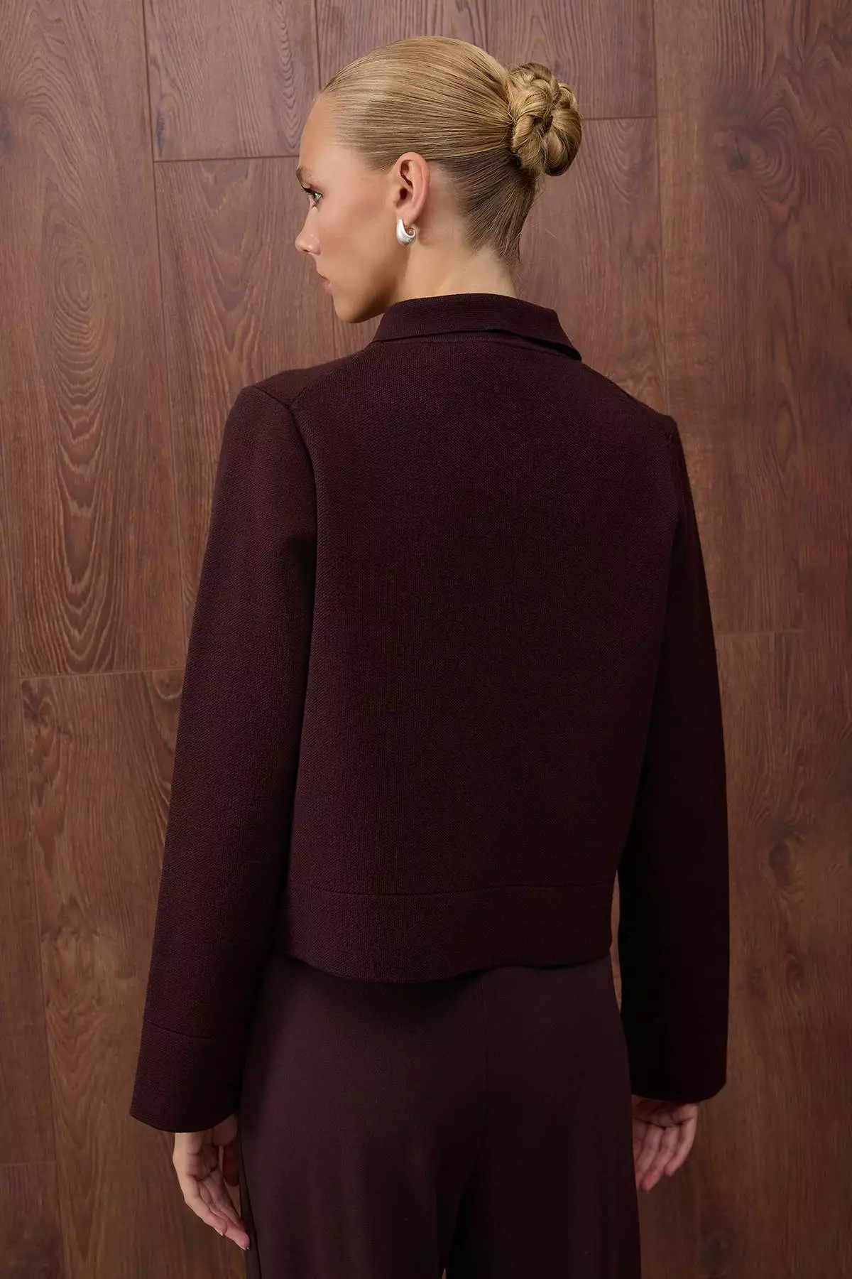 Special Collection Brown Cotton Blend Polo Collar Pocket Detailed Knitwear Cardigan