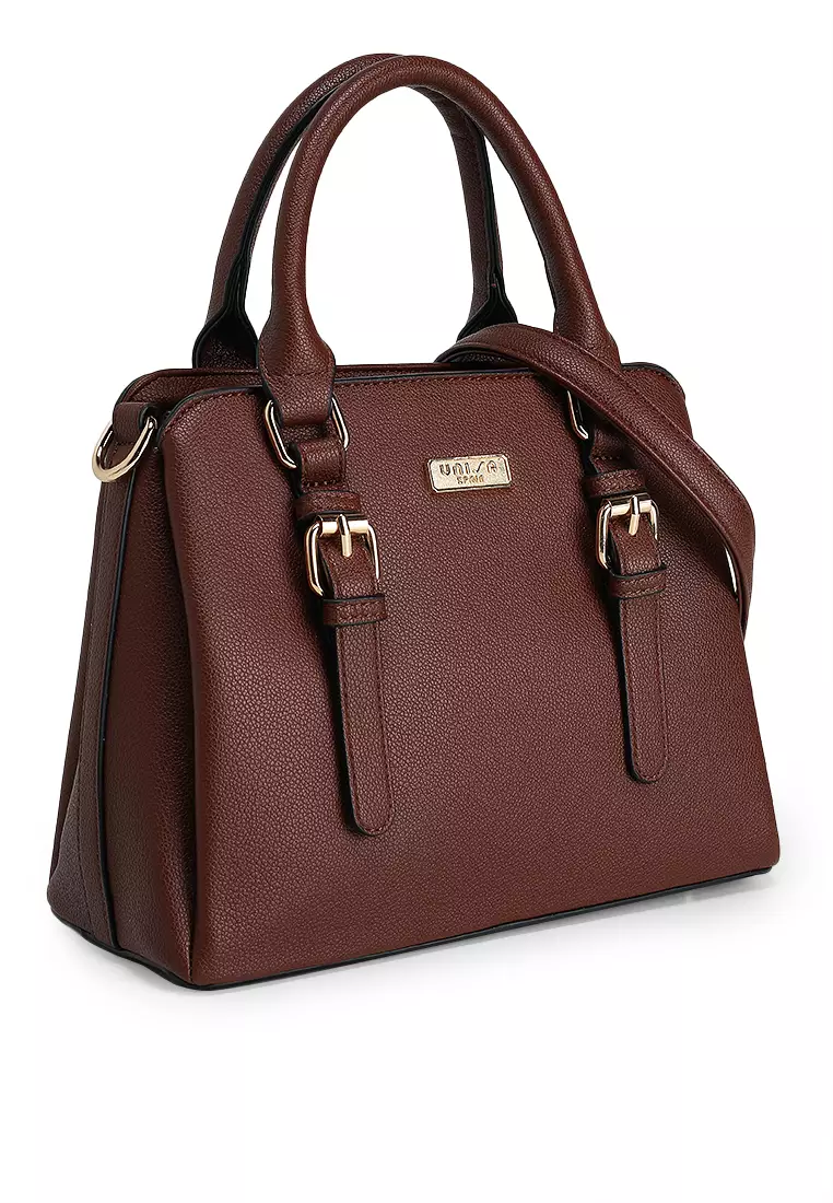 Pebbled Multi-Compartment Top Handle Bag