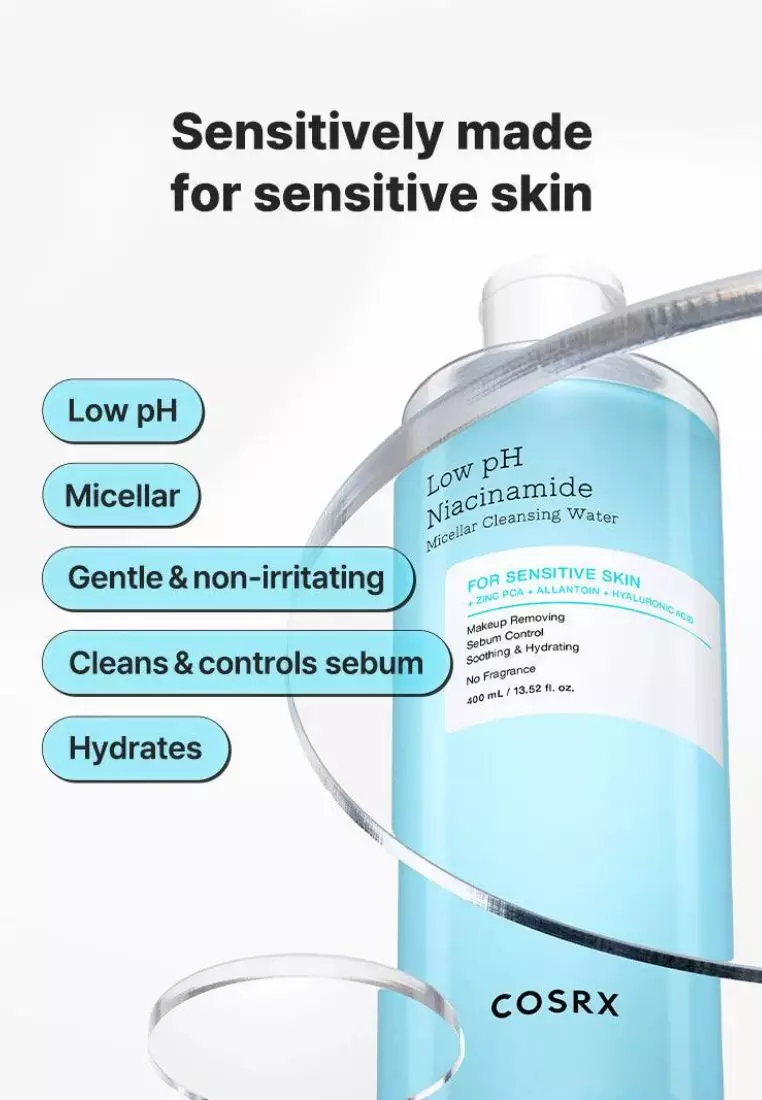 Cosrx Low pH Niacinamide Micellar Cleansing Water 400ml(Exp:2027.03.25)