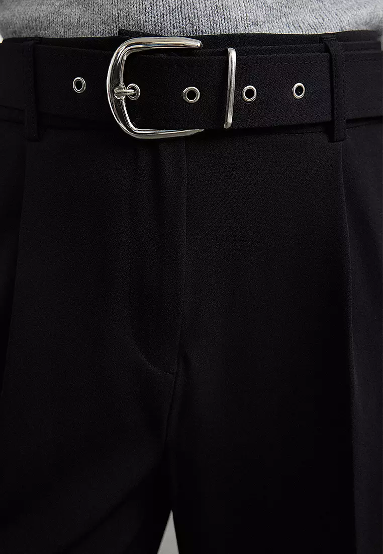 Belted Straight Cut Trousers