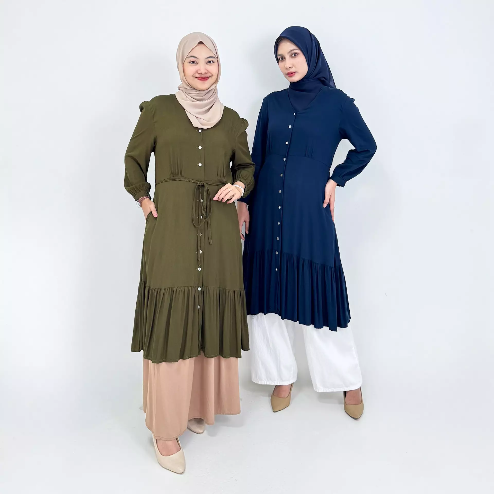 Mila Cotton Tunic [NAVY] Baju Lengan Panjang Katun M-XL