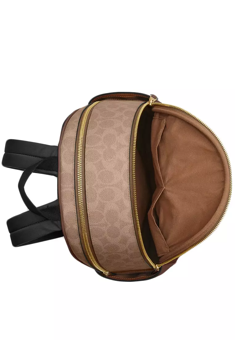Buy Coach Court Backpack In Blocked Signature Canvas - Tan Brown