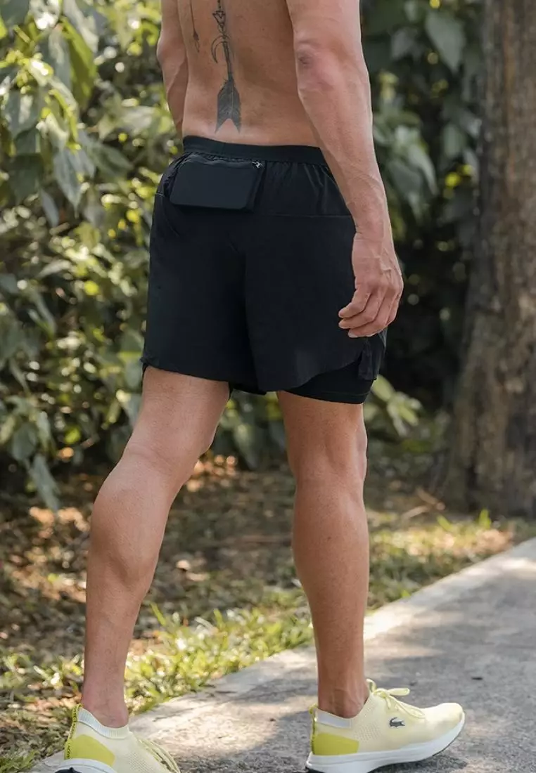 Fitwear - Celana Lari + Inner Pria FELIX ABSTRK SHORT - BLACK