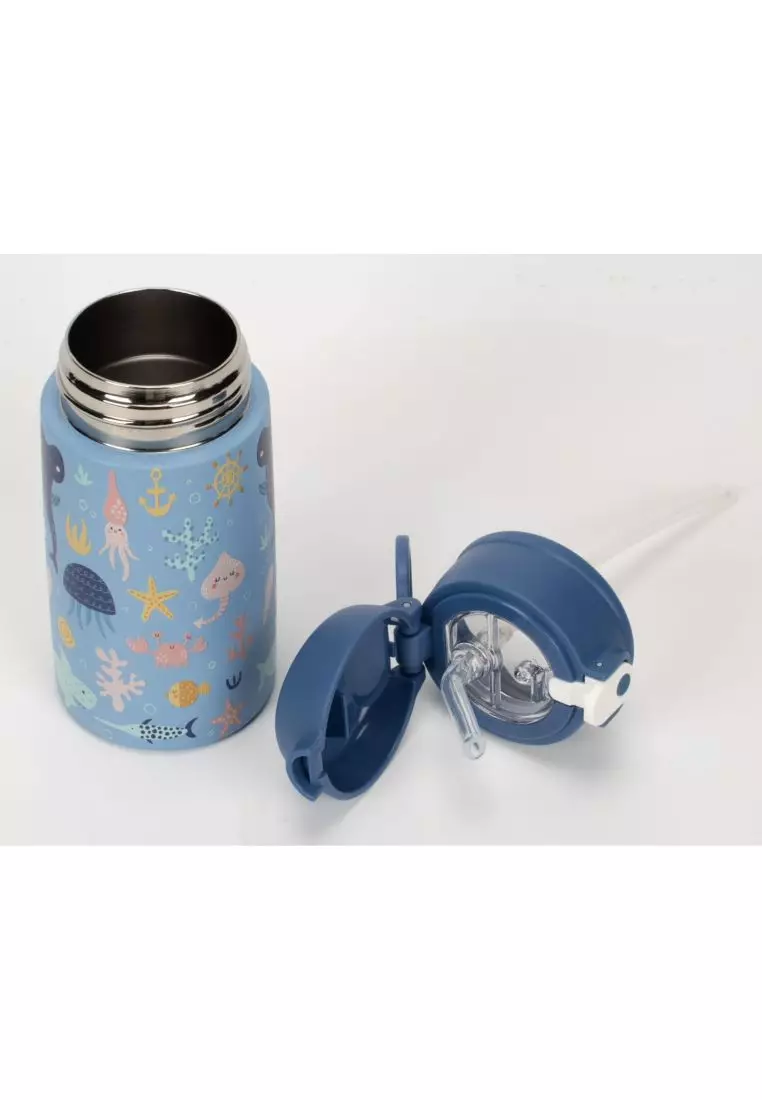 Oasis Kids Water Bottle with Sipper Silicone Straw 400ML - Marine Mania