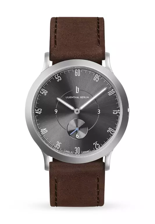 Lilienthal 1 All Silver small - Brown Leather Strap