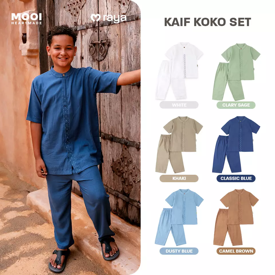 Mooi Kaif Koko Set Setelan Koko Anak Raya Collection - Classic Blue