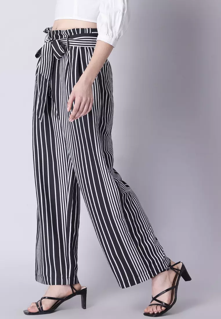Paper bag trousers striped sale
