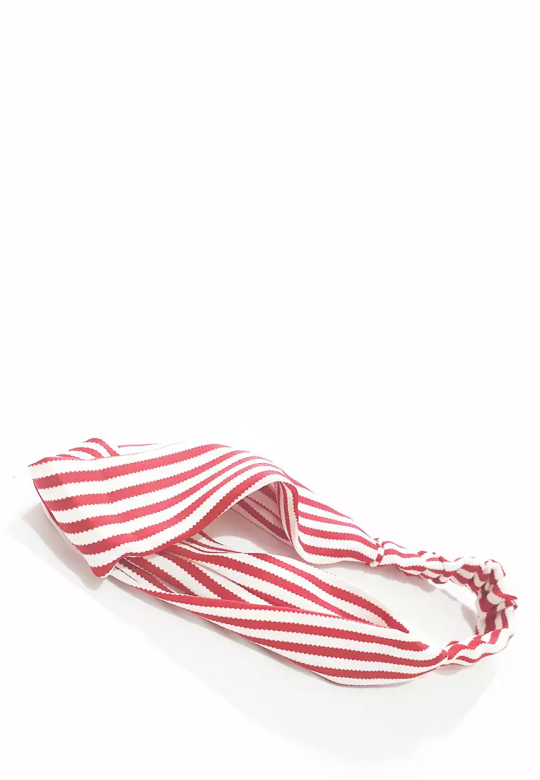 Twisted Headband Curvey Stripes Red