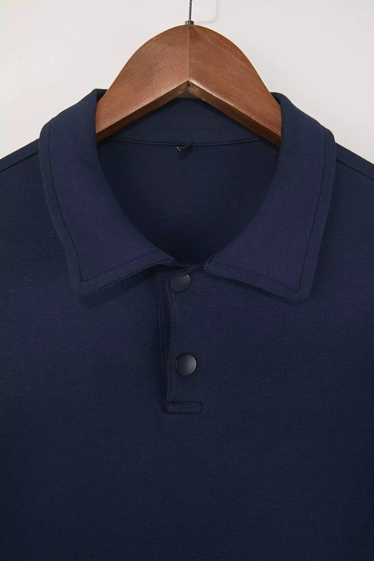 Buy Trendyol Navy Blue Regular/Normal Fit Soft Button Polo Neck T-Shirt ...