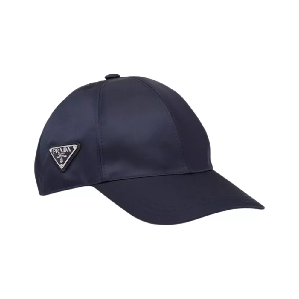 Jual Prada Re-Nylon Enamel Logo Side Baseball Cap Navy Men