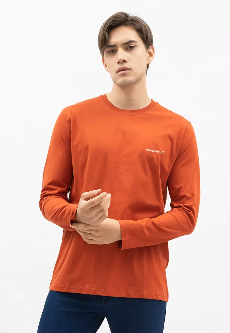 Houseofcuff Kaos Cotton Combed Lengan Panjang Pria Terakota