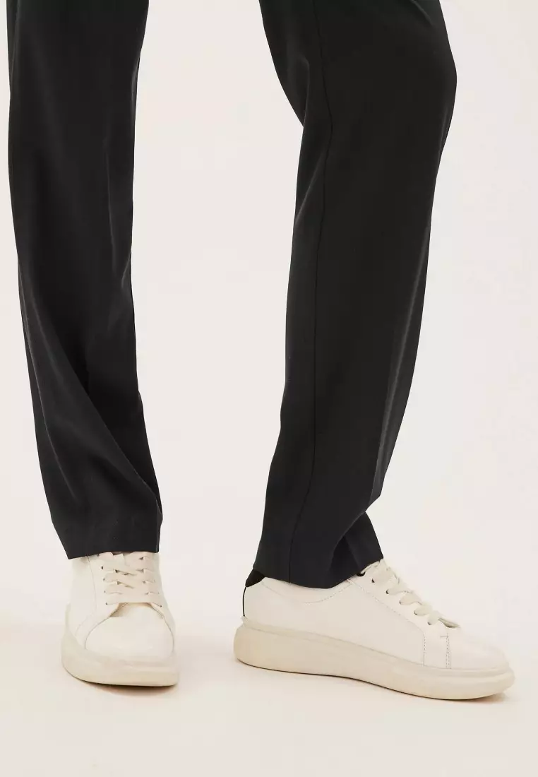 Straight Leg Trousers With Stretch