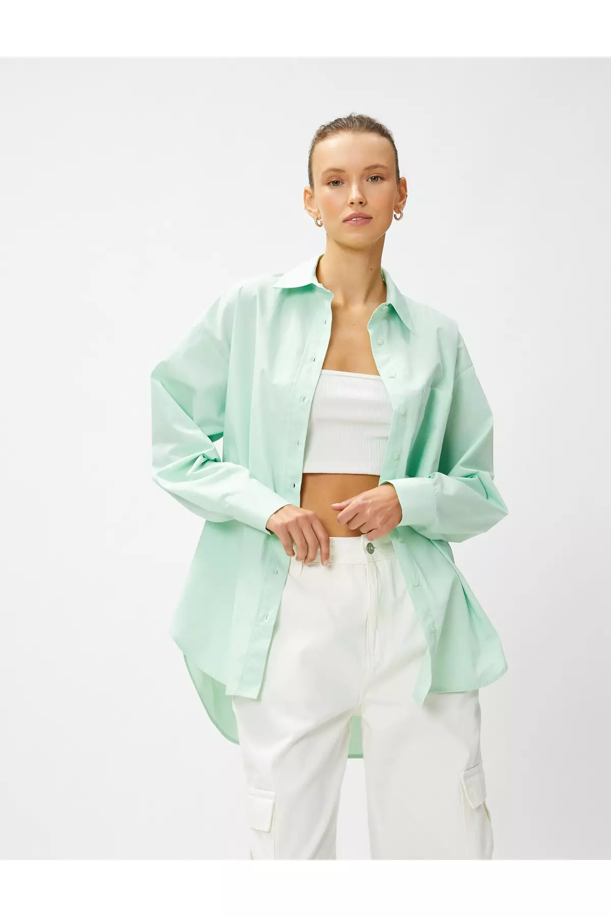 Oversized Poplin Pocketed Shirt