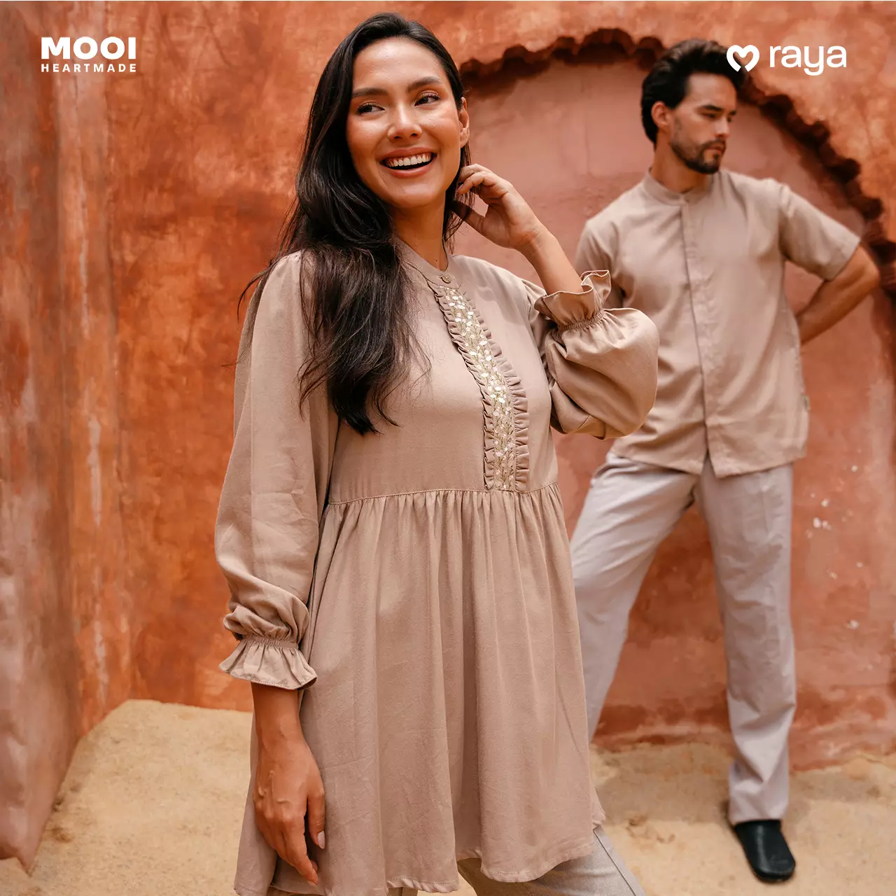 Mooi Tunik Wanita Atasan Wanita Raya Collection Alzena Tunic - Khaki