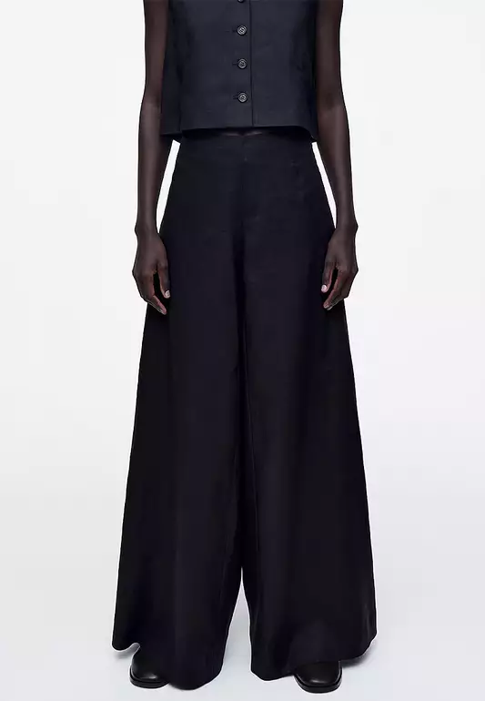 Linen Wide-Leg Trousers
