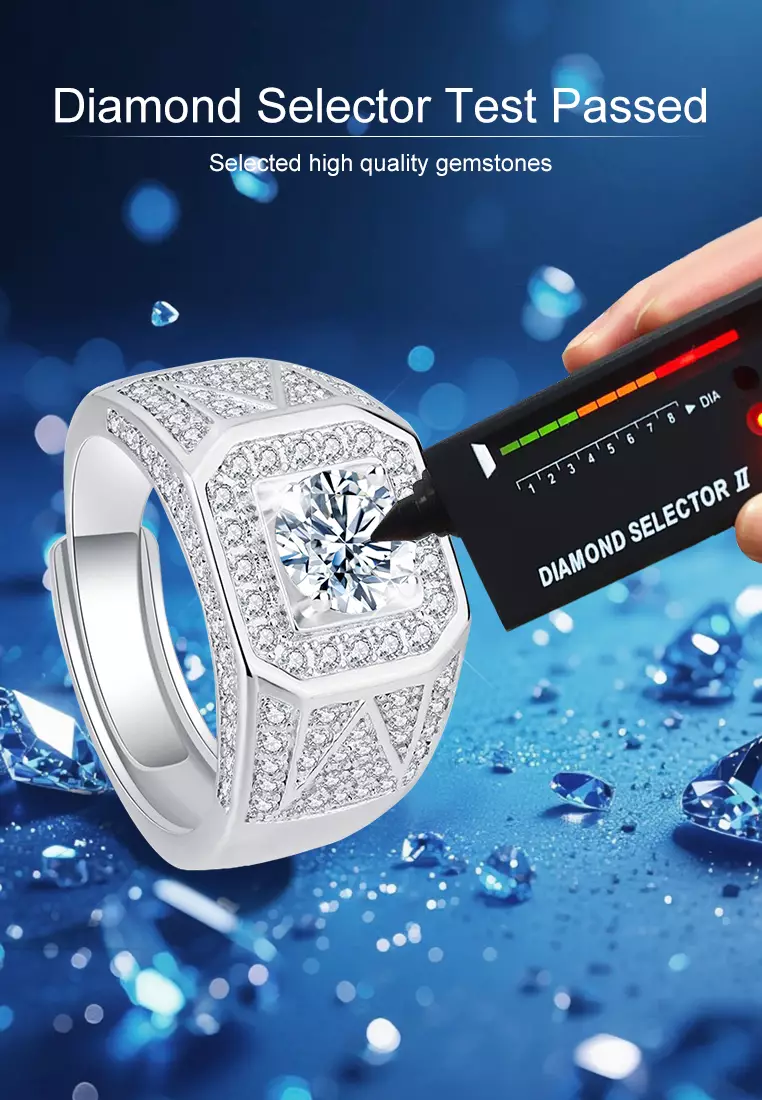 Cincin Pria Original Perhiasan Cincin Fashion Pria Tunangan Sertifikat GRA Cincin Cowok silver color