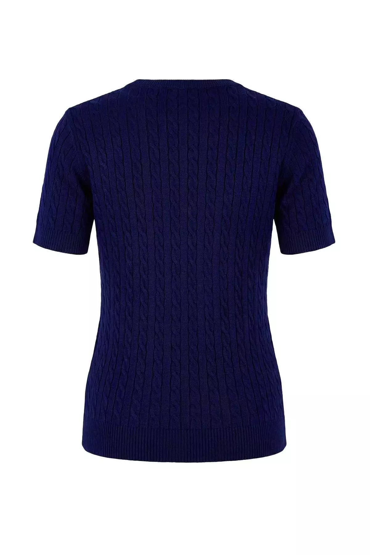 Navy Blue Horse Embroidered Hair Knitwear Blouse Twoss26Bz137