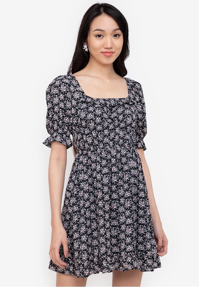 Buy ZALORA BASICS Puff Sleeve Fit & Flare Dress 2022 Online ZALORA