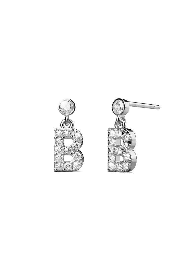 Sterling silver alphabet earrings hot sale