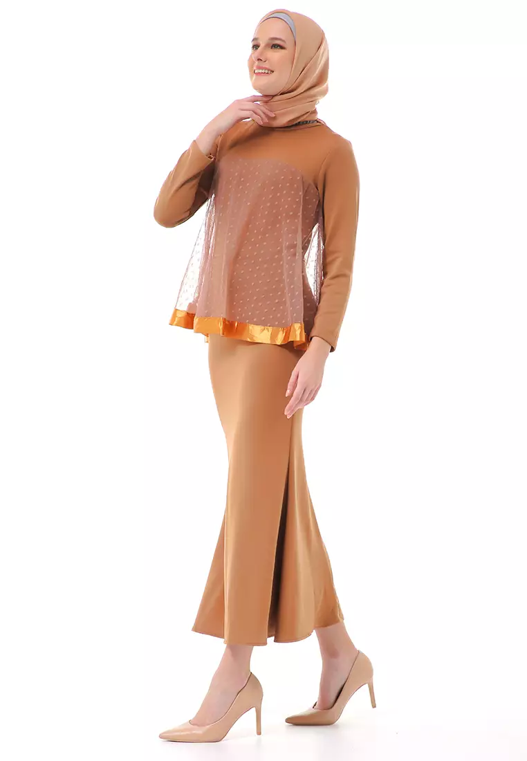 Gaun Model Duyung Fashion Muslimah Atasan Wanita Long Stlye Premium High Quality - Mocha