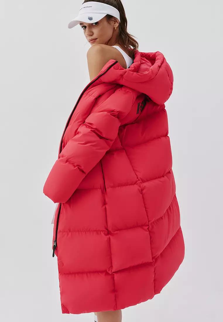 女裝 K-SWISS LOGO 防風長版鵝絨羽絨外套