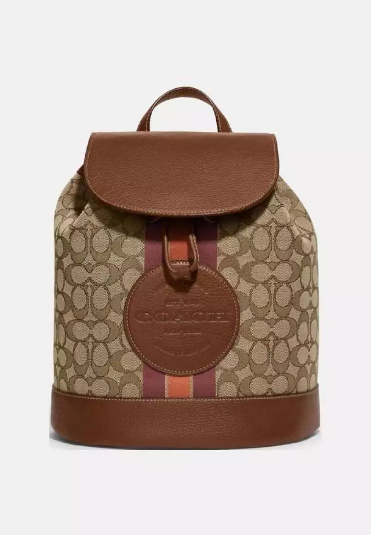 Coach Dempsey Drawstring Backpack In Signature Jacquard With Stripe And Coach Patch Saddle Multi