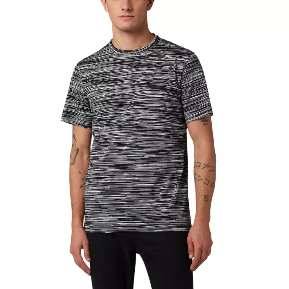 Slub Tie Dye Print T-Shirt White Black Multicolor