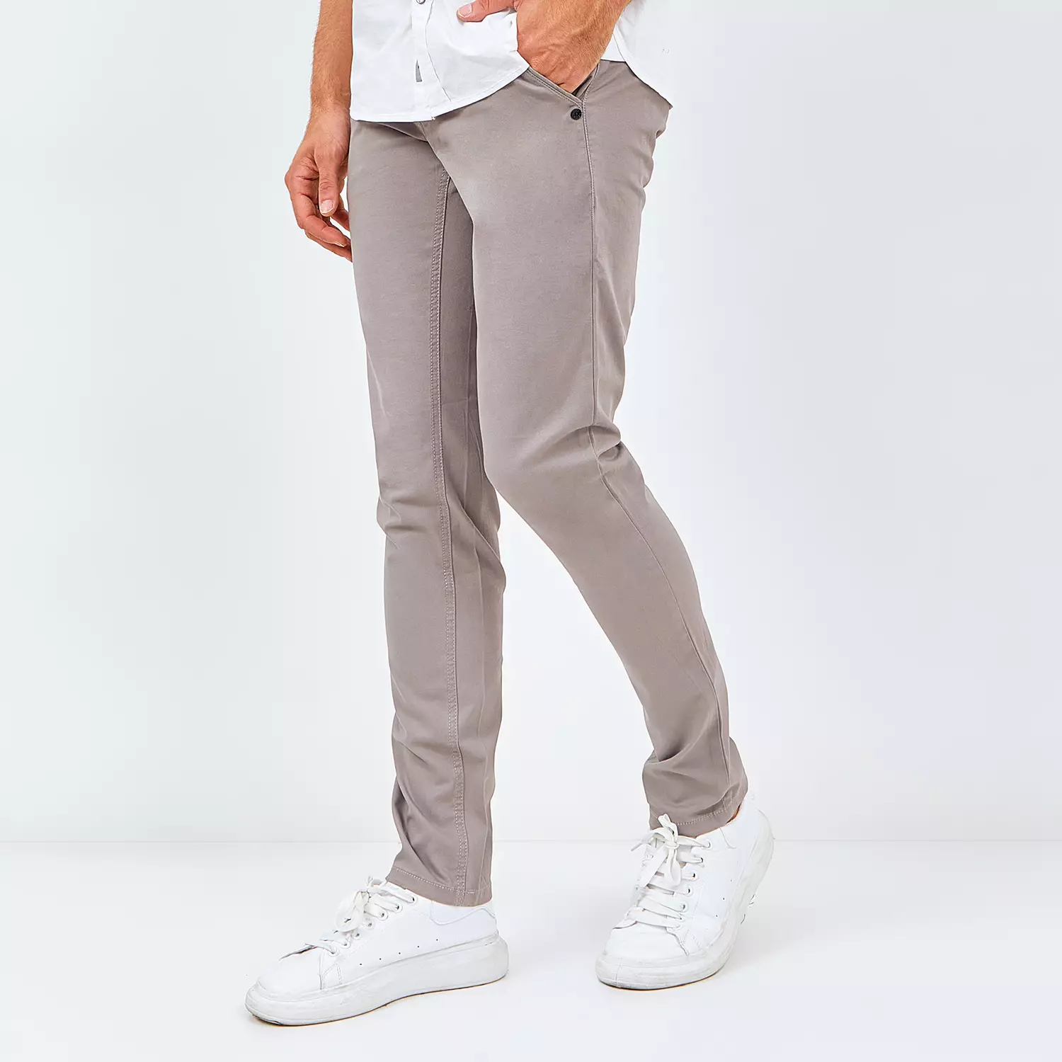 EMBA DENIM - Celana Panjang Pria Slimfit Stretch Material Chino Warna Grey - Trosic