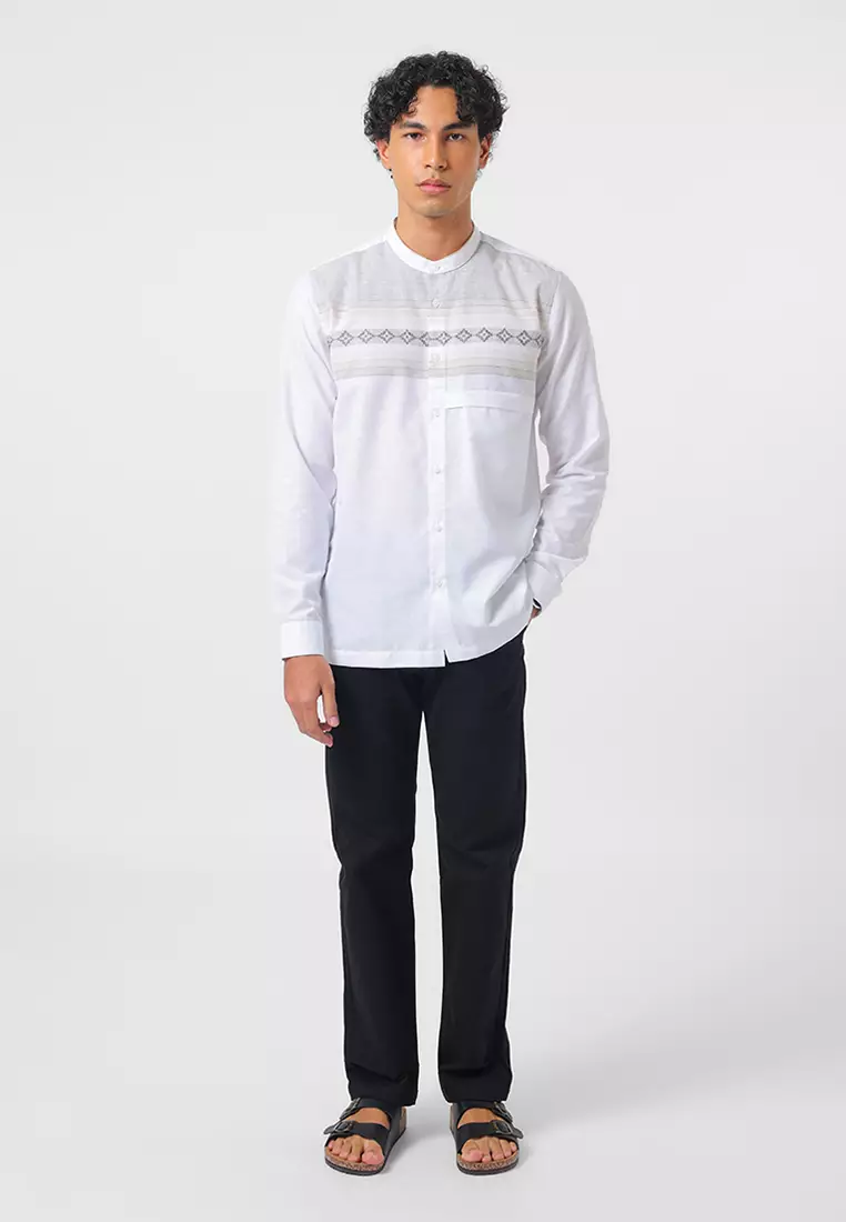 Kemeja Koko Pria Lengan Panjang ARISH WHITE Baju Muslim Pria