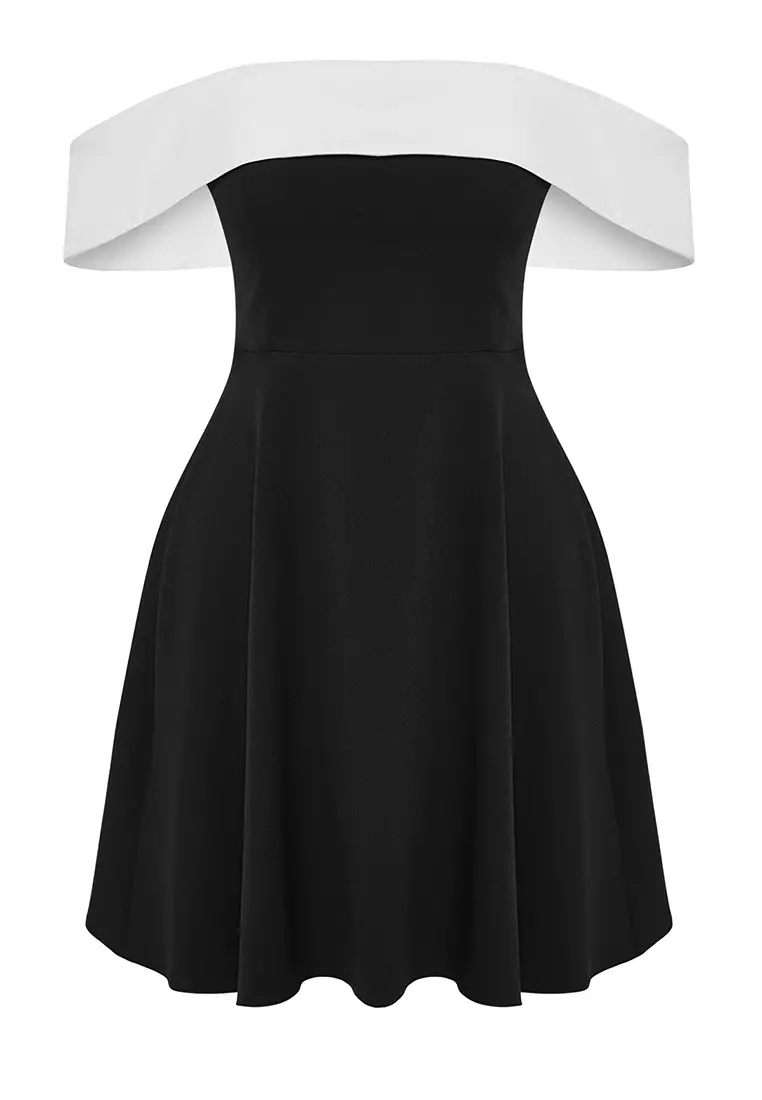A-Cut Carmen Collar Mini Dress