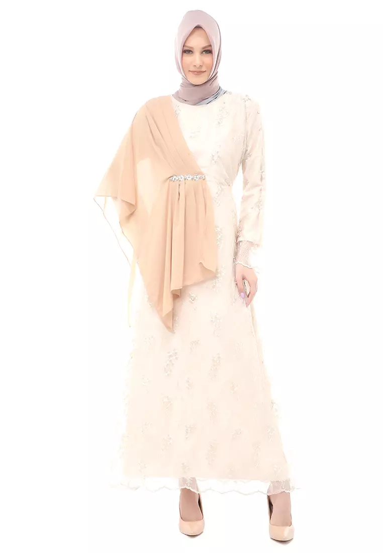 Anita Gaun Long Dress Wanita Regular Fit - Latte