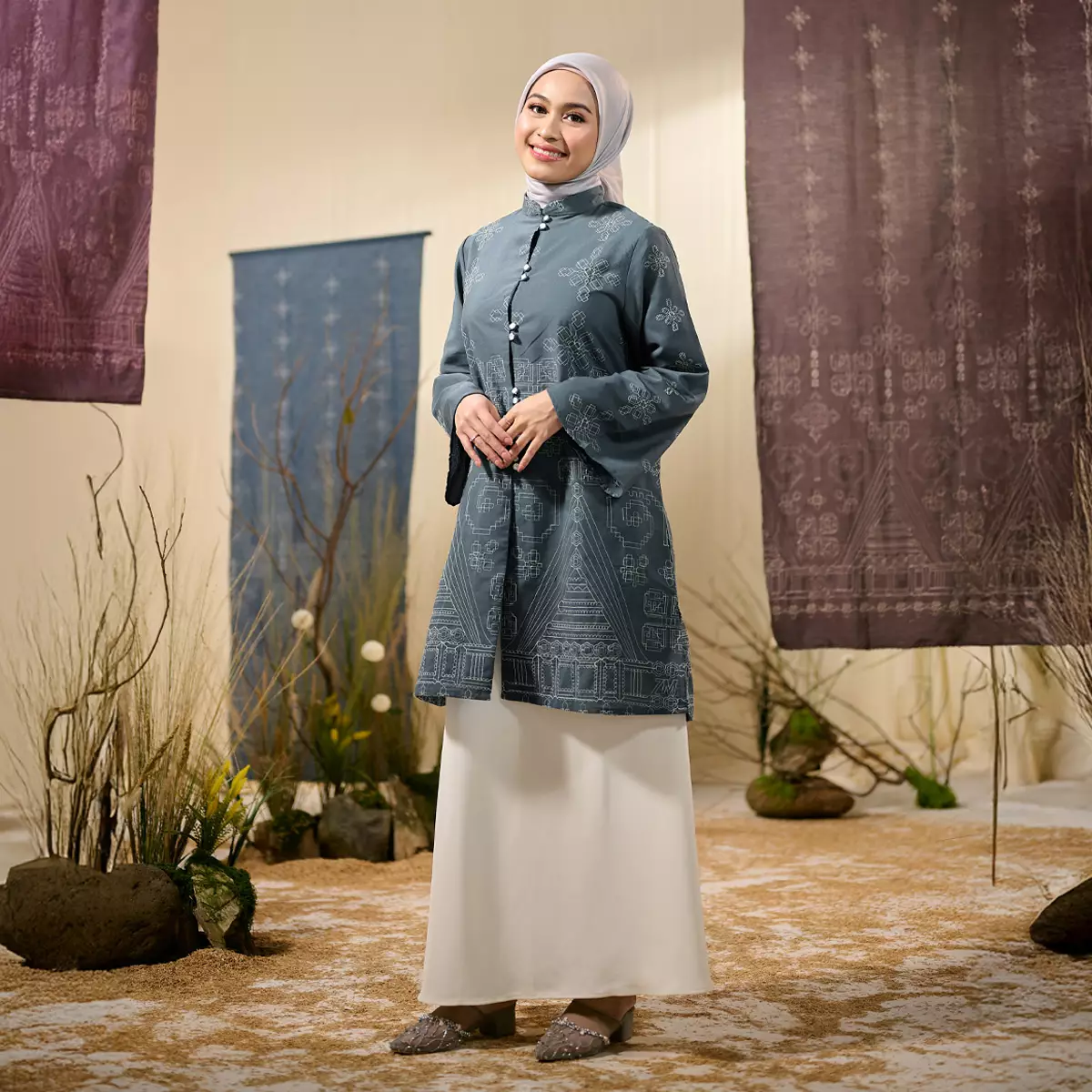 [Raya Collection] ZM Zaskia Mecca - Belani Tunik Wanita Dark Grey - Jejak Teduh Ruma - Koleksi Ramadhan Series