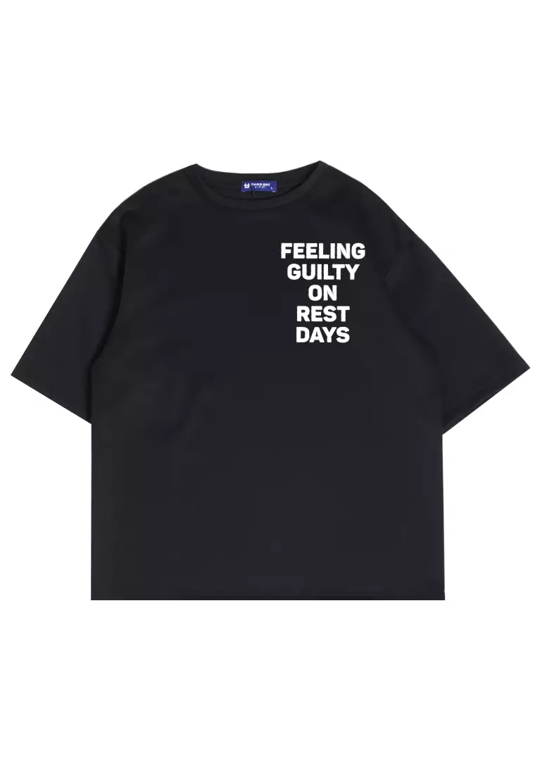 MTQ02 kaos oversize gym bahan scuba distro feeling guilty on rest days binaraga cowo hitam